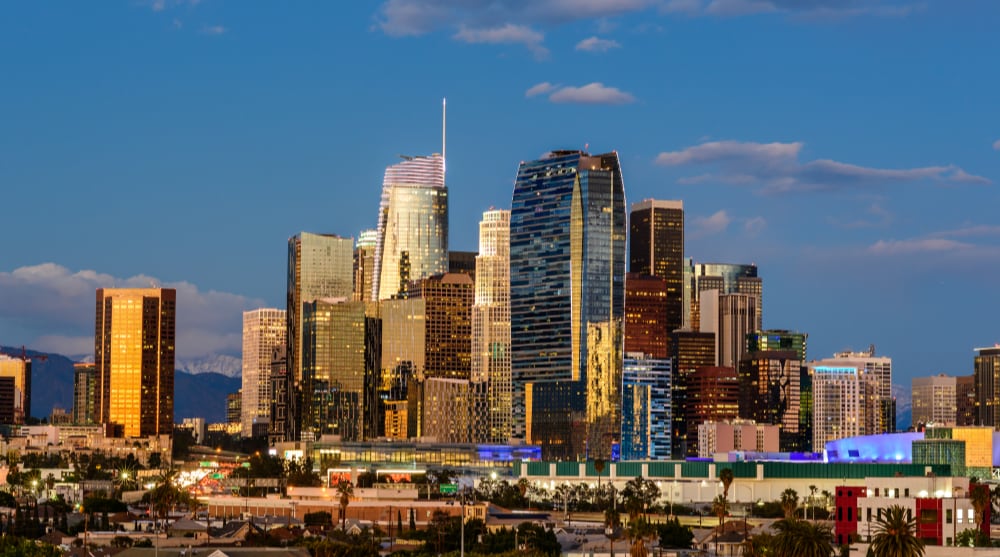 Cost of Living in Los Angeles, CA downtown los angeles skyline at sunset 2021 08 26 15 27 47 utc